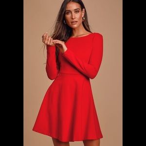 Forever Chic Red Long Sleeve Dress